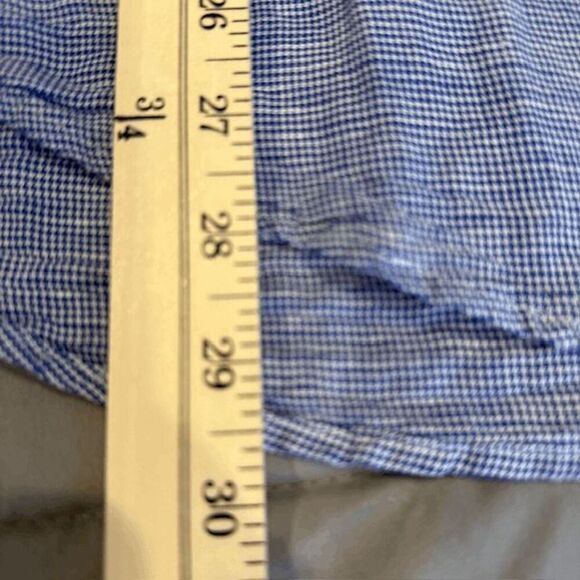 Reserved Linen Blend Men's Button Front Shirt Blue White Gingham Size Large - Picture 8 of 10